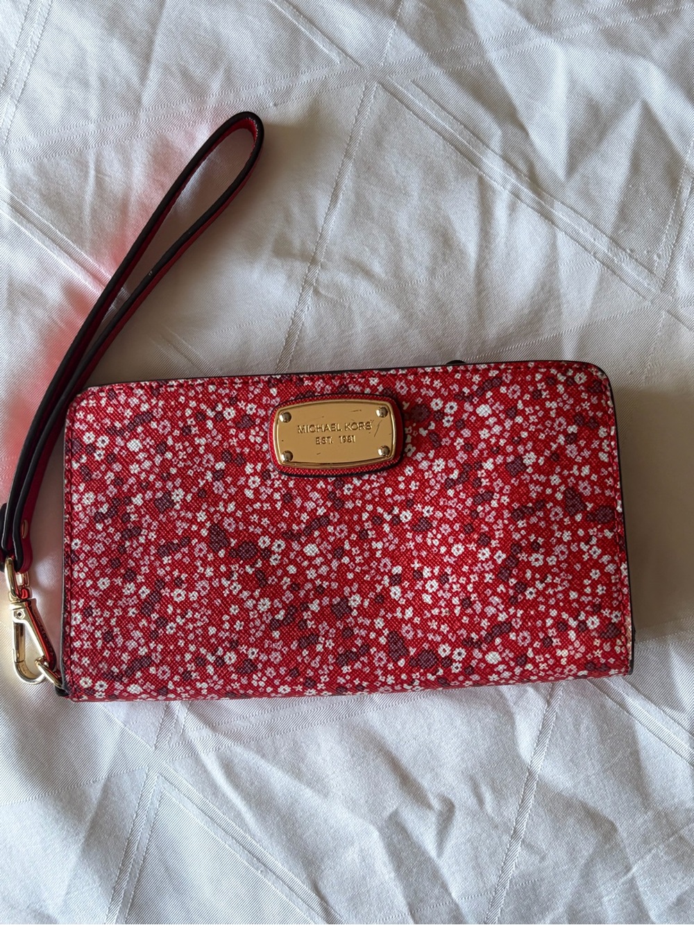 Michael Kors Red Floral Wristlet Wallet